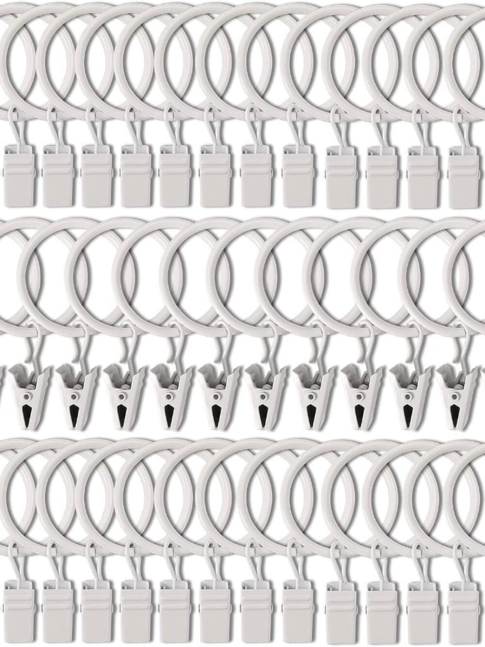 40 Pack Curtain Rings with Clips, Drapery Clips with Rings, Drapes Rings 1.26 in